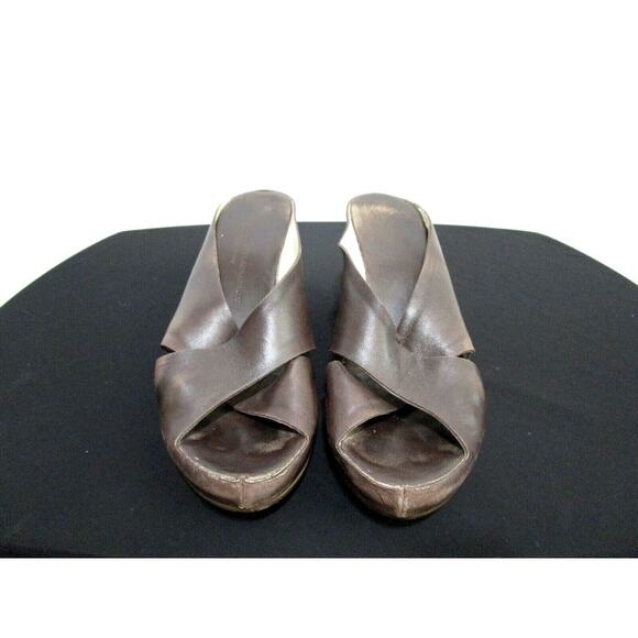 Attilio Giusti Leombruni Brown Leather Slide Wedge Comfy Heels Sz 39.5 EU/8.5 US - Picture 2 of 10